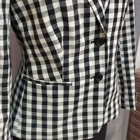 Women's BANANA REPUBLIC  BLAZER/BLACK-WHITE - Picture 5 of 7
